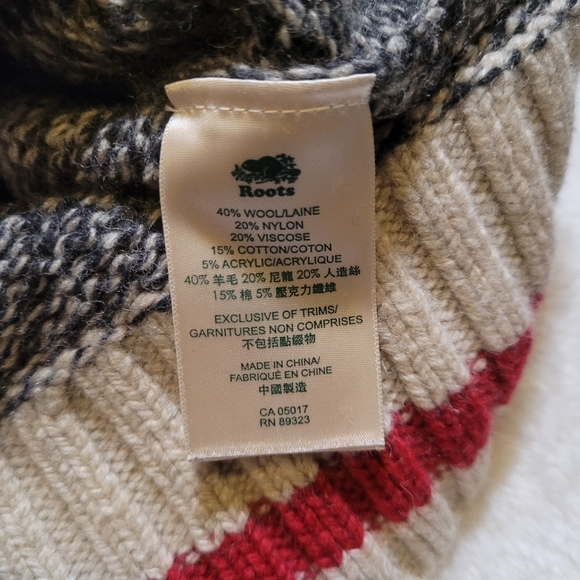 Roots Cabin Crewneck Sweater with Suede Elbow Patches In Marled Grey Sz M - Picture 9 of 9